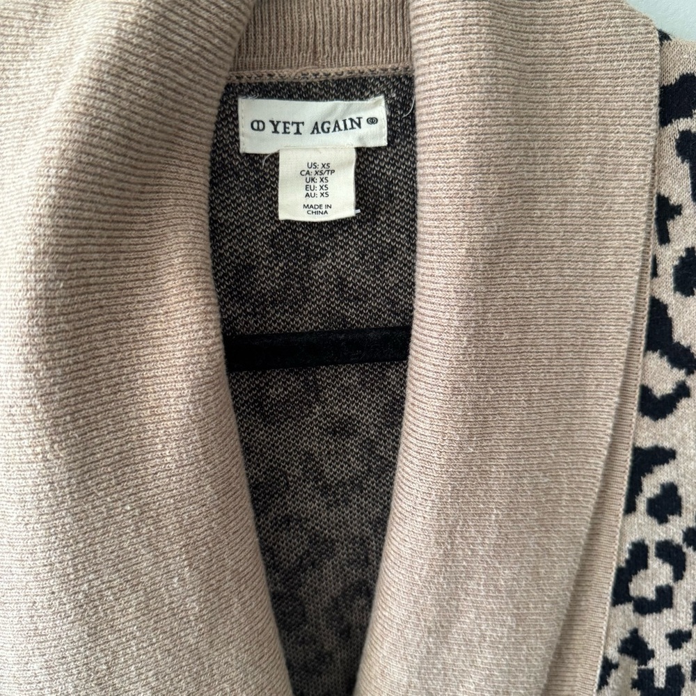 Yet Again leopard print open knit cardigan sweater XSmall - Picture 4 of 14